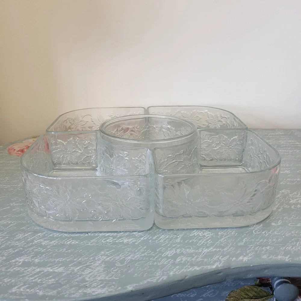 PRINCESS HOUSE Fantasia 5‎ Piece VEGGIE & DIP Tray/Server w/Glass Caddy ~ EUC!